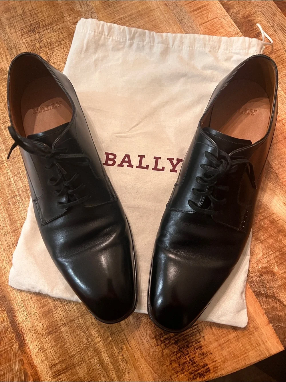 Bally Lantel Men’s Black Leather Derby Dress Shoes Swiss Made Size US 12